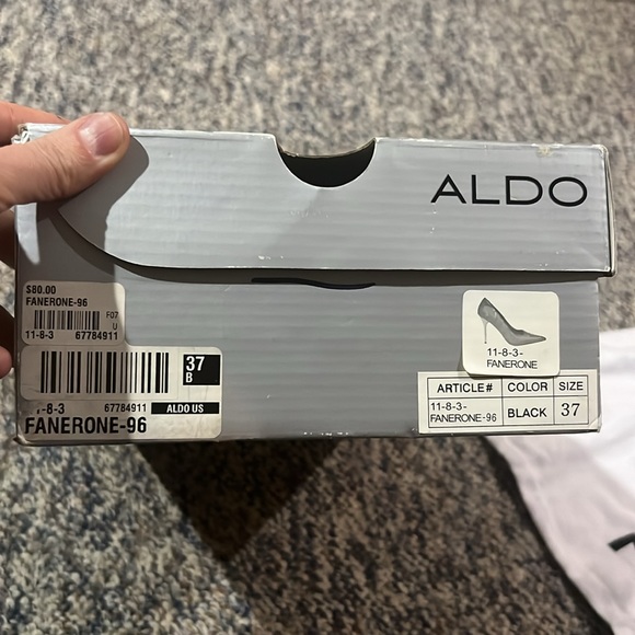 Aldo Black Sequin Extra Pointy Silver Heel Stilleto Party Heels - Picture 10 of 10